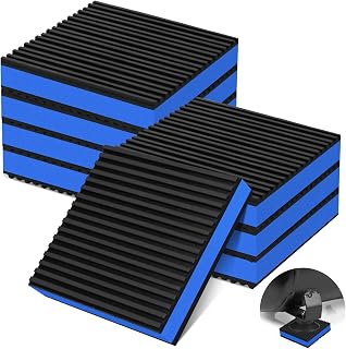 8 Pack Anti Vibration Pads 4" X 4" X 7/8" Sound Isolation Ribbed Rubber Mats with EVA Center, Heavy Duty Vibration Isolation Pads for Air Compressos, Conditioner, Treadmill, Washer Dryer