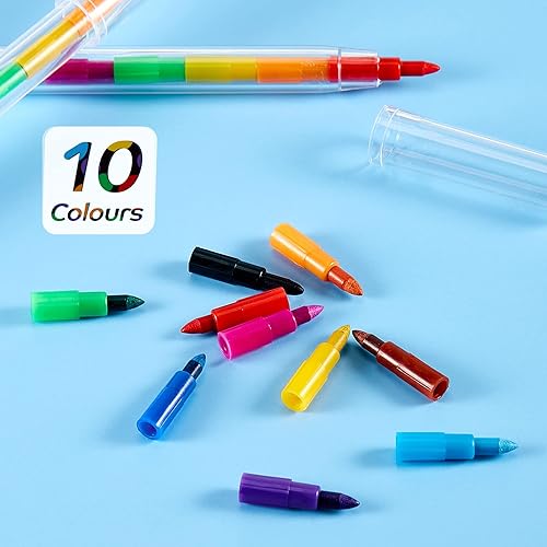 Miniatura 4 de Outus 20 unidades de crayones apilables de colores apilables para construcción, recuerdos de fiesta, lápices de arco iris para escuela, oficina,