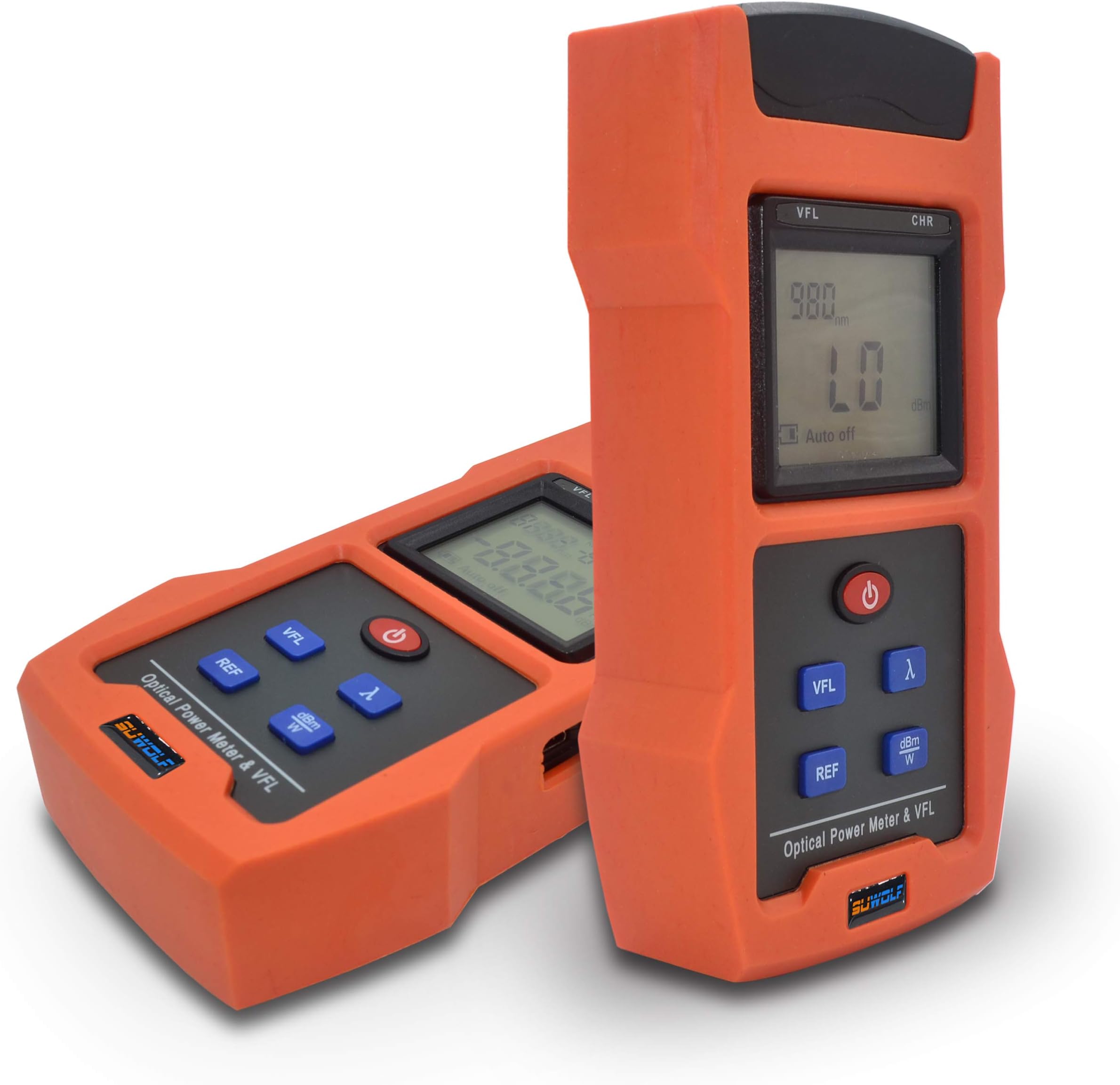 SUWOLF -50dBm~+26dBm Portable FTTH Fiber Optical Power Meter,Handlend Optic Fiber Cable Tester Tool with 30mW 30KM Visual Fault Locator (VFL) and SC+FC Adapter for CCTV CATV Engineering Maintenance