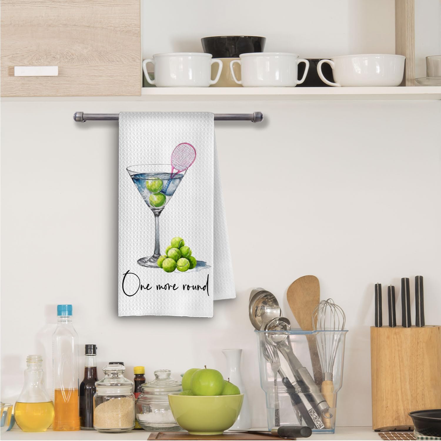 Funny Martini Tennis Kitchen Towels, Gifts for Tennis Players Lovers Hand Towels for Bathroom, Sports Fan Gifts Dish Tea Towels for Kitchen, 16x24 Inch - Image 3