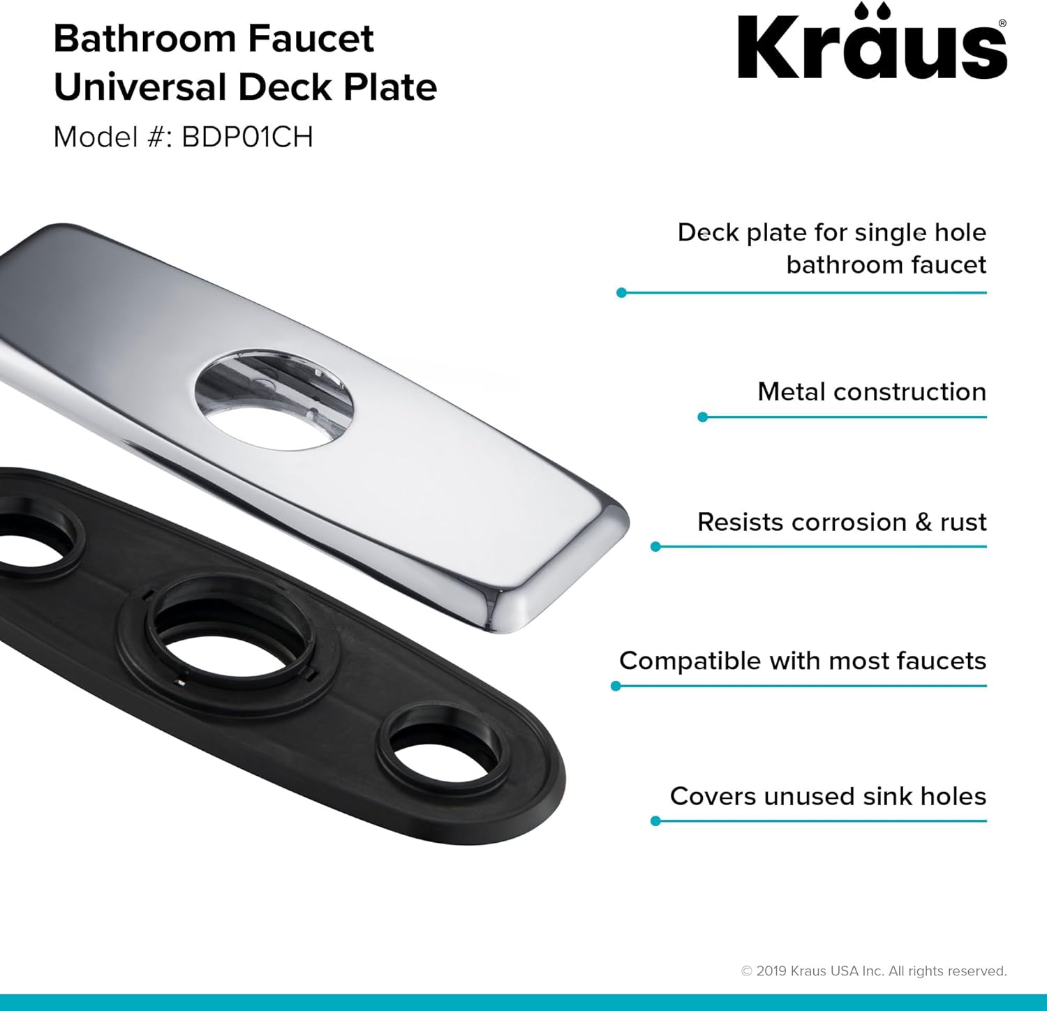 KRAUS Deck Plate for Bathroom Faucet in Gunmetal, BDP01GM