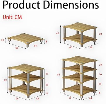 Stereo Cabinet, Media Storage Shelf, Sturdy Audio Rack Stand Tower, for Living, Gaming, Recording Room(3rd Floor)