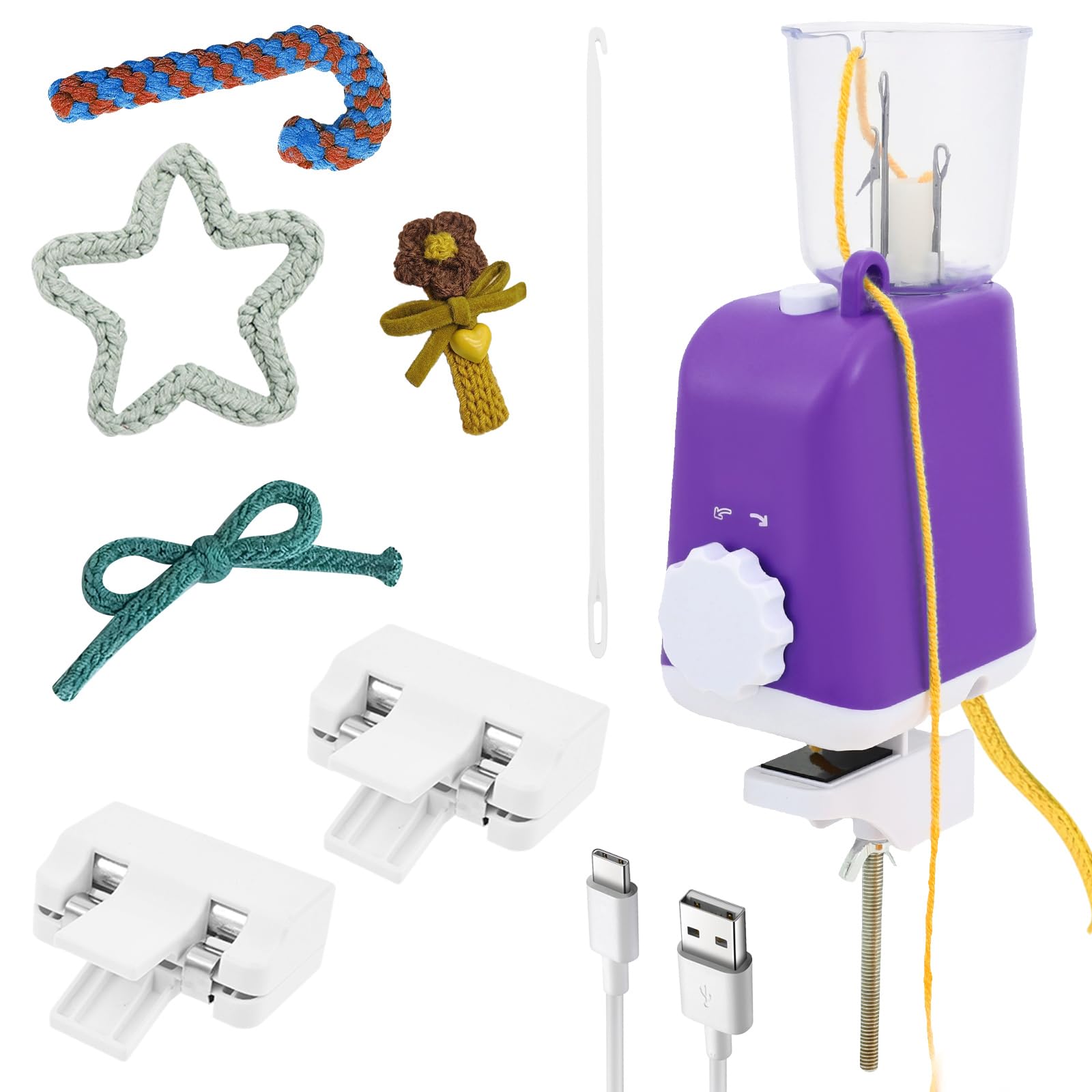 Elektrische I-Cord-Strickmaschine, effiziente automatische Strickmaschine, elektrische Garnstrickmaschine für Anfänger(violett)