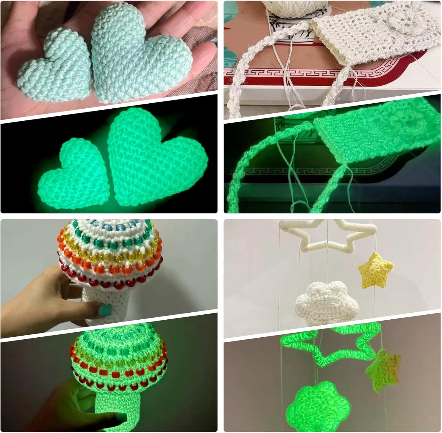 10 Rolls Glow in The Dark Yarn for Crochet, Yarn for Crocheting 10x50g, Crochet Kit for Beginners - DIY Arts, Crafts, Knitting Sewing Crocheting Supplies - Christmas Halloween Decorations (Blue)