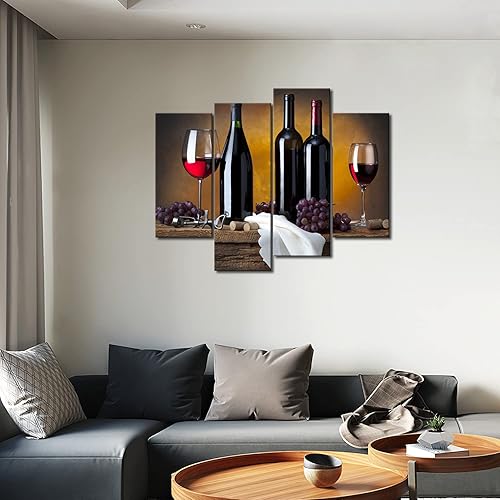 Miniatura 5 de First Wall Art -Vino de uva en botellas tazas de cocina arte de pared cuadro impreso en lienzo para decoración moderna del hogar