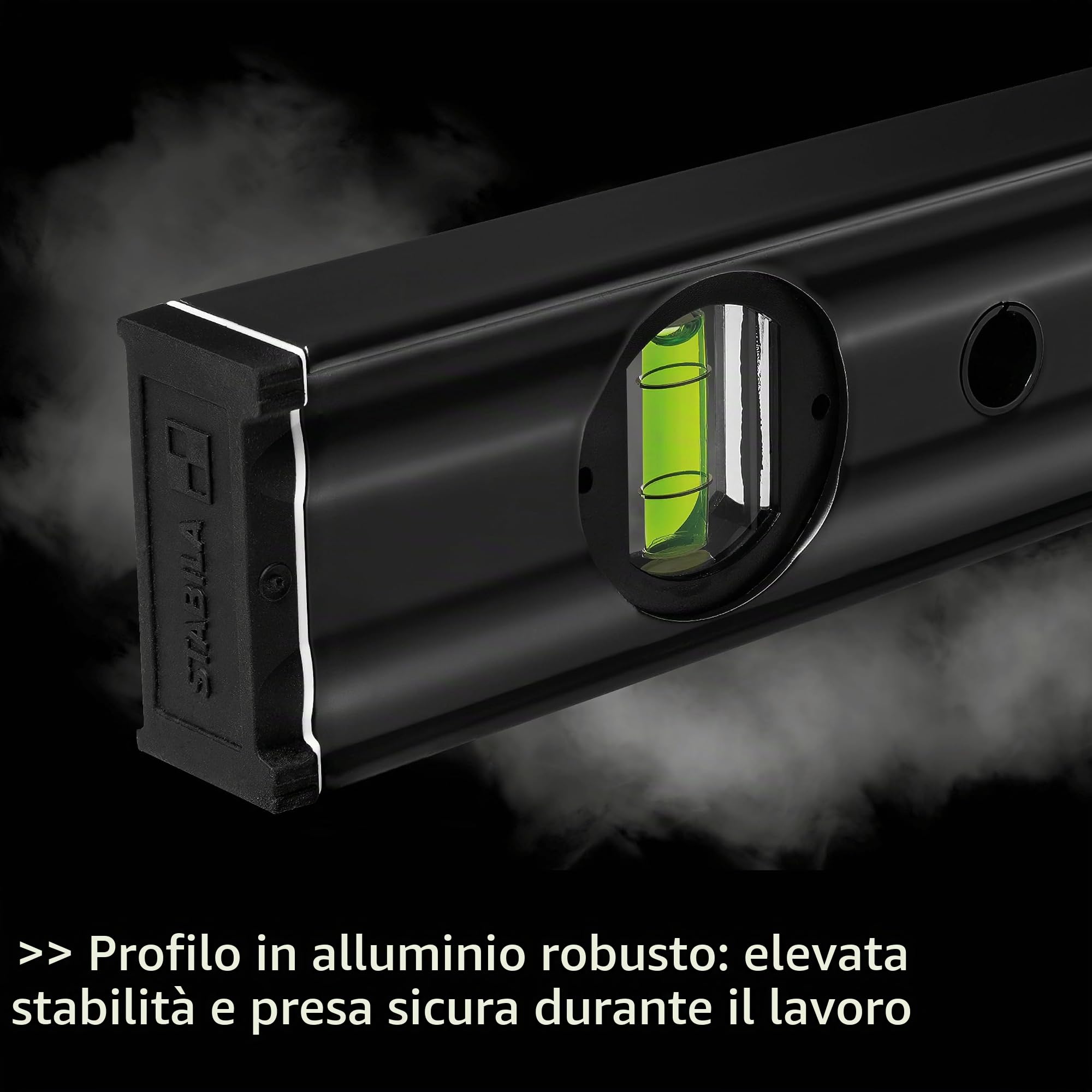STABILA 80 AS Dark Shadow, set di 2 livelle a bolla 60 cm/100 cm, elegante rivestimento antracite opaco, profilo in alluminio rinforzato, tappo antiscivolo integrato, made in Germany