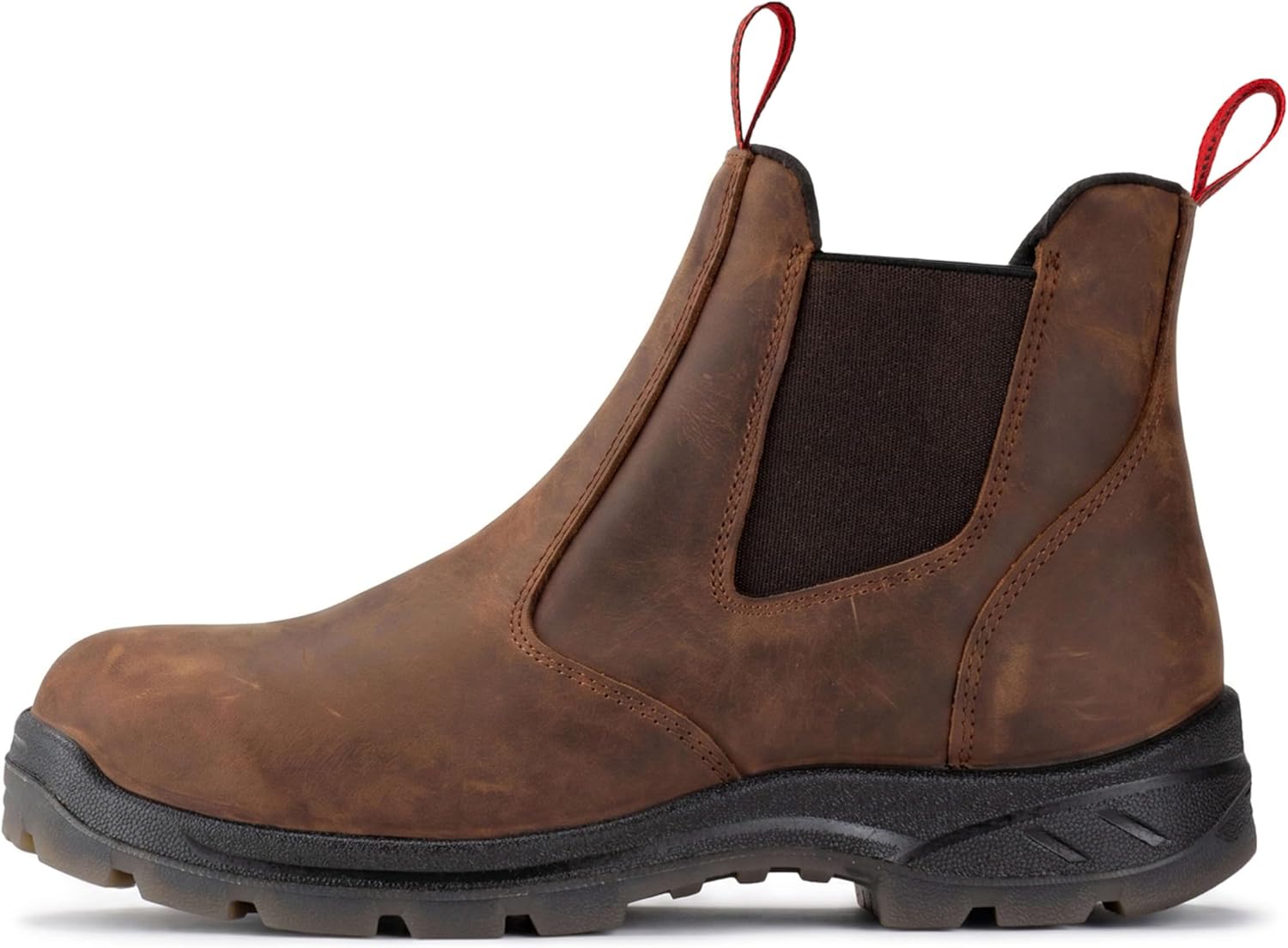 SUREWAY Men's Slip-On Work Boots for Men,Full Grain Leather,Anti-Static,Water/Slip Resistant,Fire Station Mechanic Industrial Construction Safety Boots/Shoes for Men