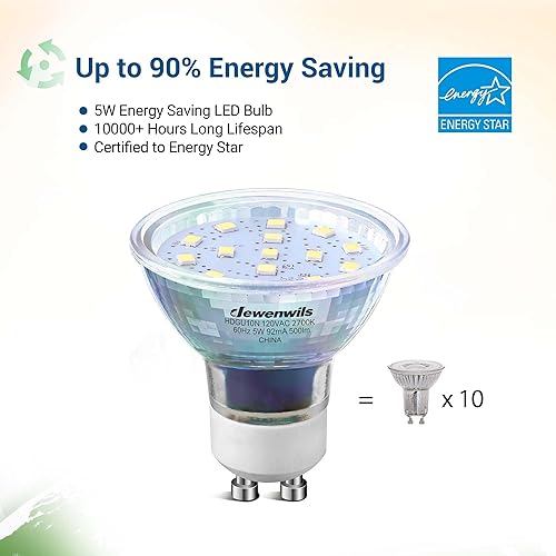 Miniatura 4 de DEWENWILS Bombilla LED GU10, bombillas regulables con cubierta de vidrio para iluminación de pista, campana extractora de cocina, sala de estar,