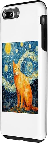 Vista 20 de iPhone 11 Divertido gato arte pintura amante de gato noche estrellada gato Van Gogh caso