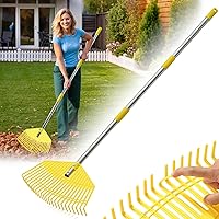 Bird Twig Leaf Rake: 17" Wide Nylon Head, 51" Adjustable Stainless Steel Handle - Lightweight Lawn Rake for Women, Seniors & Kids