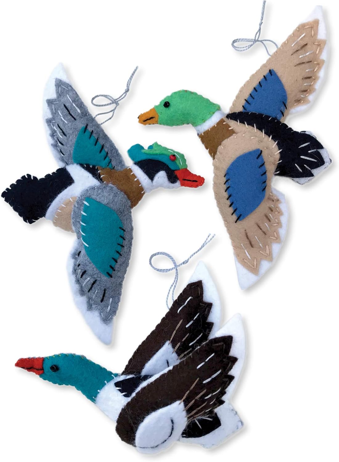 Heidi Boyd | Mallard, Merganser and Wood Duck Ornament Kit | Add Wild Beauty and Whimsy to Your Tree | All Inclusive Felt Craft Sewing Kit Age 13+