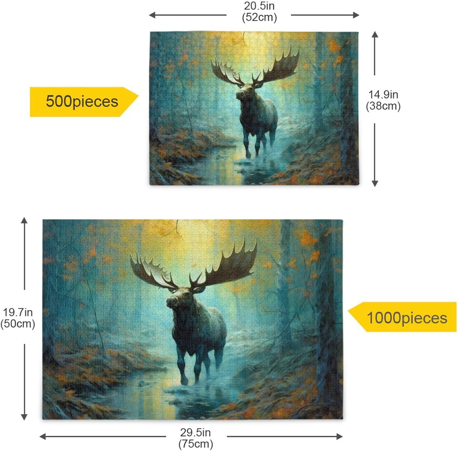Moose Mystic Forest Jigsaw Puzzles 500 Pieces for Adults Families Zigsaw Puzlle Game 20.5 × 14.9 in