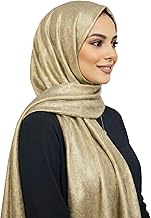 janisramone® Shimmer Hijab Women Scarf Soft Viscose Head Scarf, Lightweight Smooth Shiny Head Wrap, Breathable Muslim Casual Ladies Shawl 160x70cm