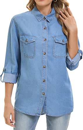 SEMATOMALA Women's Button Down Denim Maxi Dress - Ruffle Hem, Mermaid Fishtail, Hip Packaged, Blue Jeans Skirt - View #5