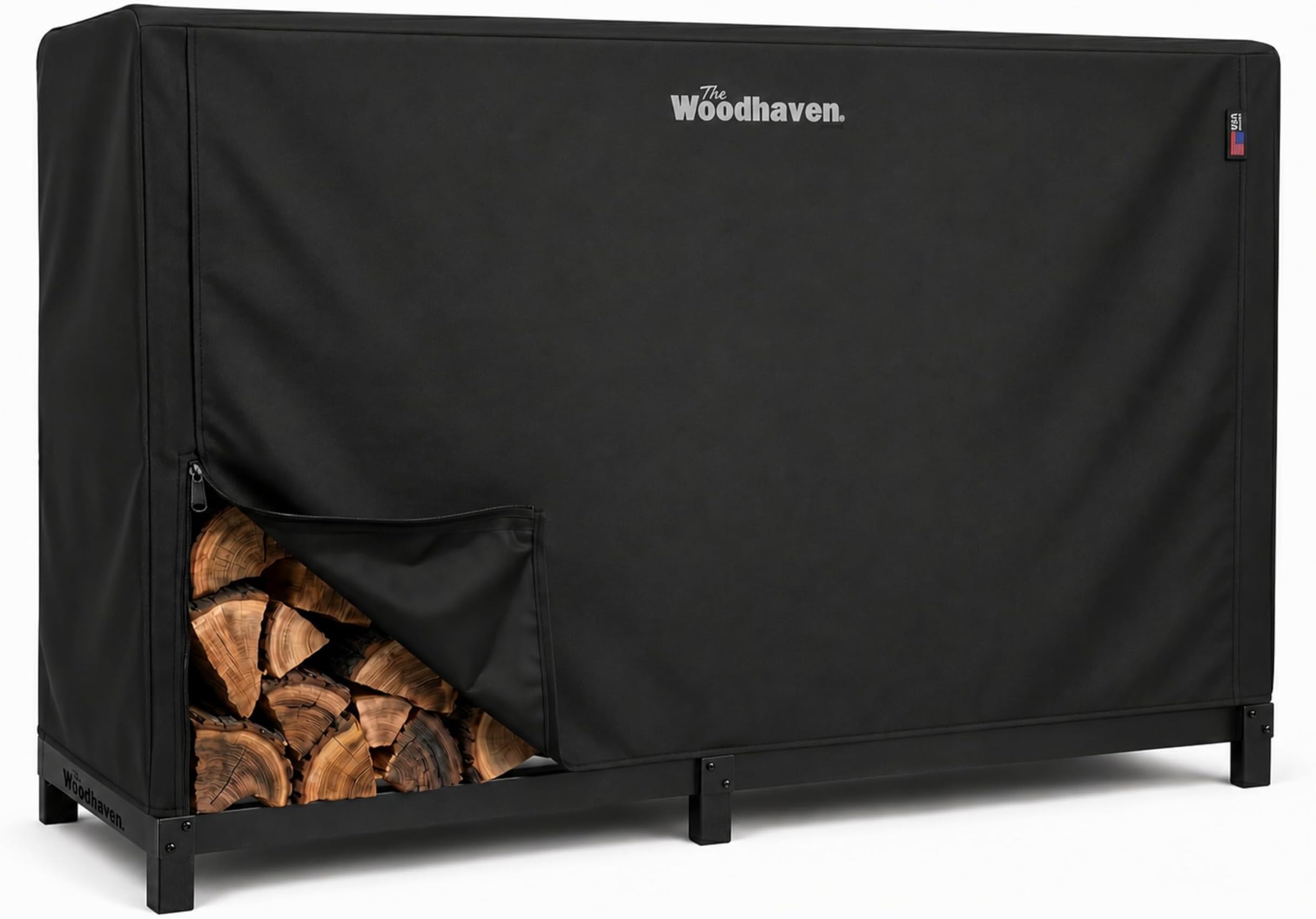 Woodhaven 6 Foot Firewood Rack Full Cover Only – Made in the USA Heavy Duty Waterproof Vinyl Log Rack Cover with Full Front Access – UV-Stable Outdoor Wood Storage Protector