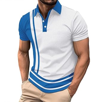 Mens Casual Rinted Polo Shirt, Moisture Wicking Tops, Moisture Wicking Summer Short Sleeve Casual Stylish T Shirts