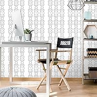 Vista 8 de Qianglive Papel tapiz curvado blanco y negro (17.7 x 480 pulgadas (40 pies), papel tapiz autoadhesivo moderno, papel de contacto extraíble