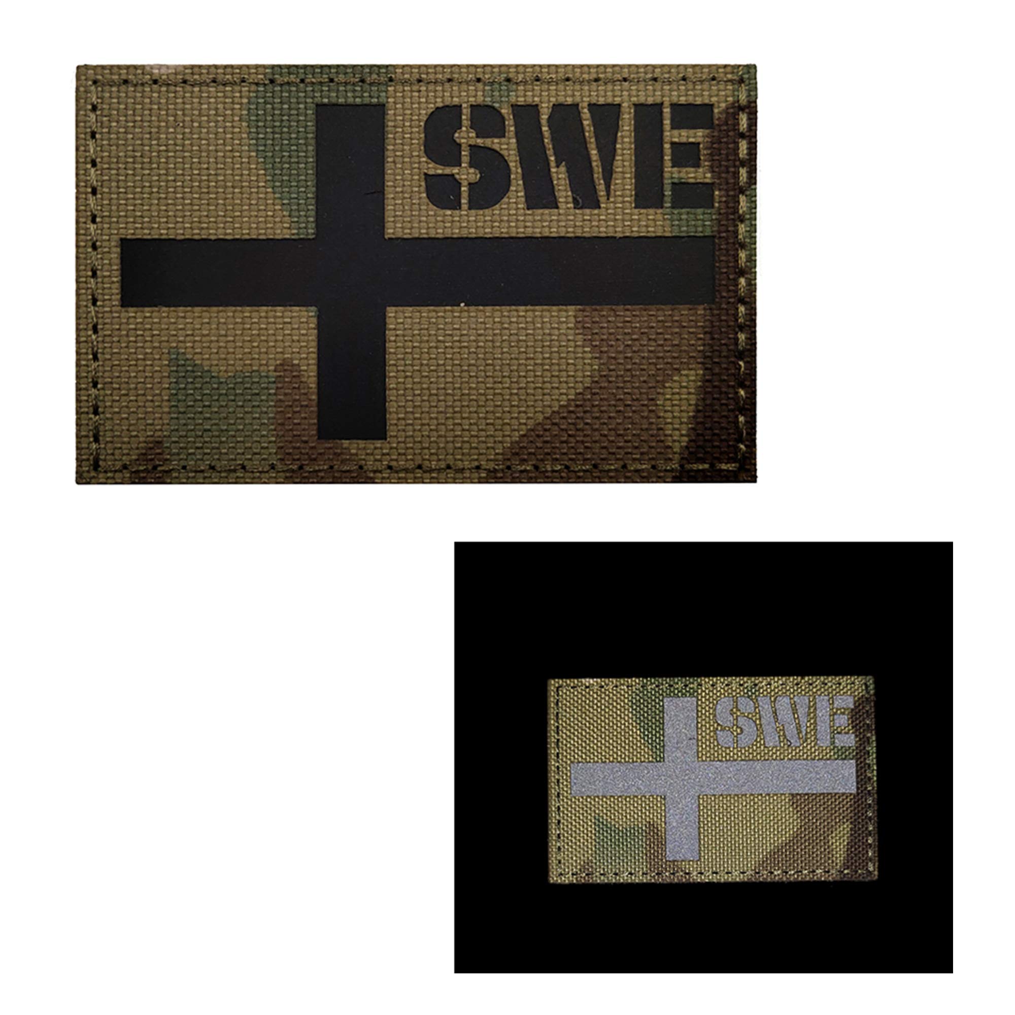 Toppa riflettente con bandiera IR della Svezia militare tattico Morale Patch Europa Distintivi Emblema Applique patch termoadesiva da cucire su vestiti, zaini, accessori