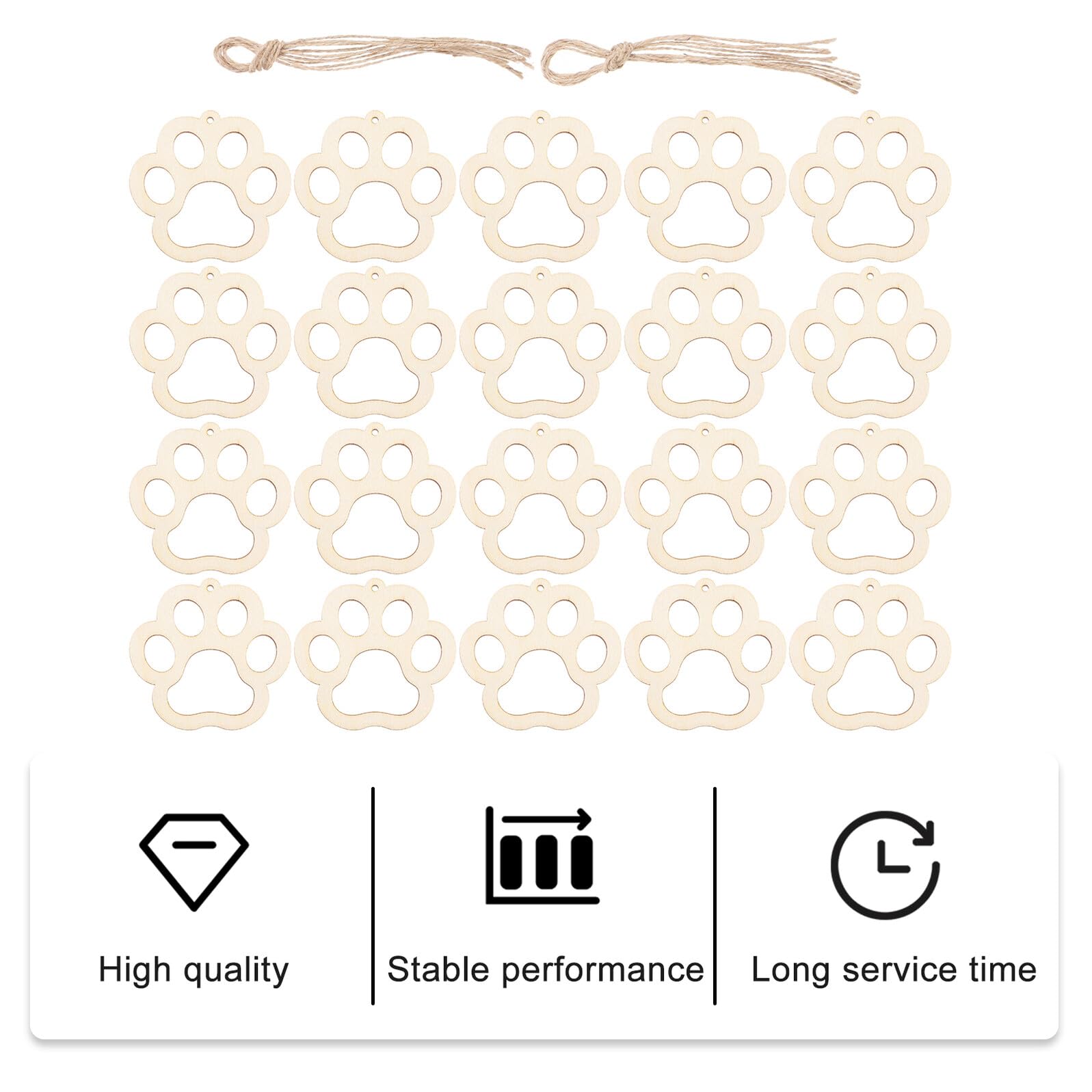 Baluue Set 20 Ciondoli in Fette di Legno Naturale con Cordino in Cotone, Ornamenti Pendenti Rustici per Decorazioni Casa e Feste, Artigianato Creativo e Regalo per Ragazzo Ragazza e Hobby DIY