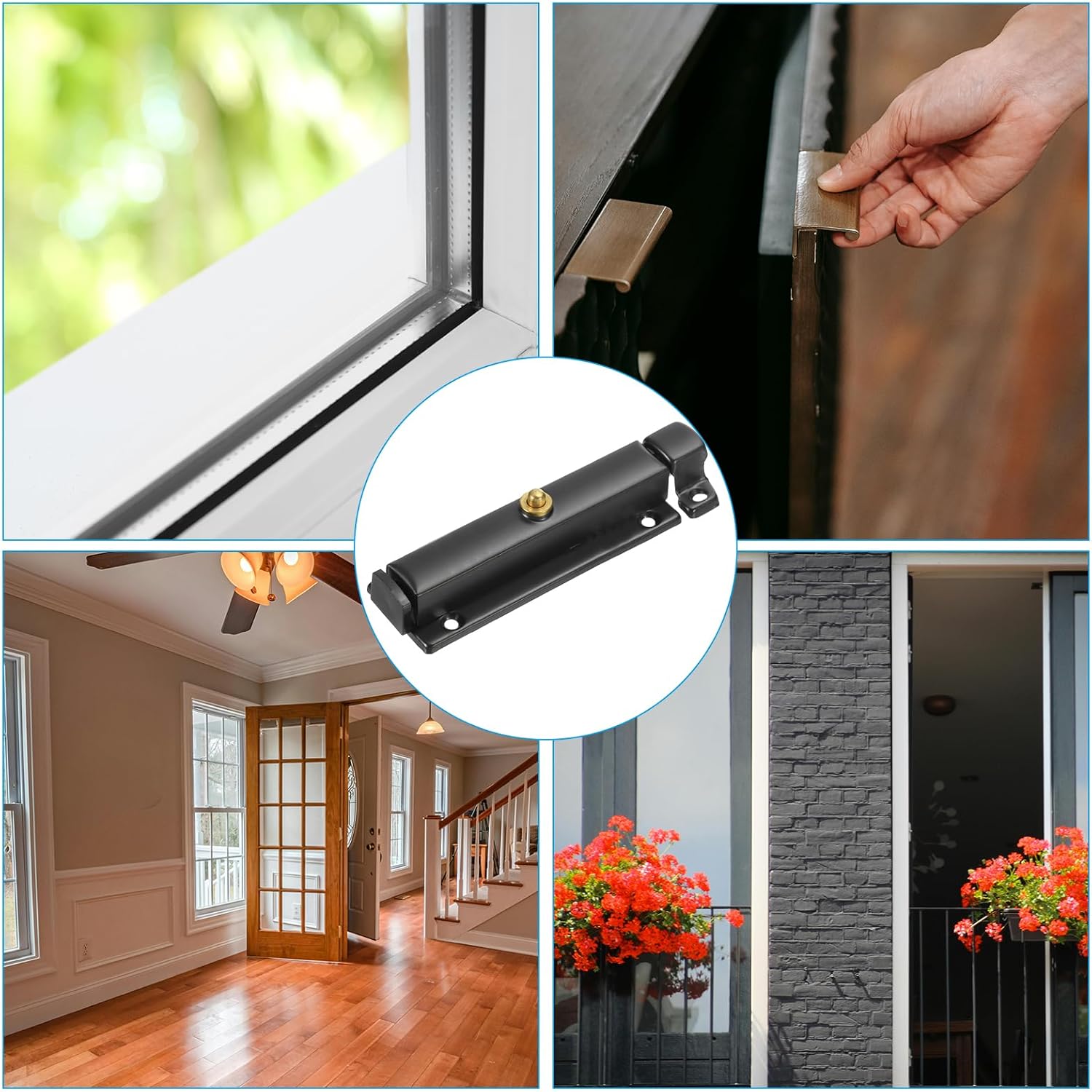 MECCANIXITY Spring Loaded Latch Pin 5.67 x 1.18 Inch Door Safety Slide Lock with Button Internal Door Bolt Latch Sliding Lock Barrel Bolt with Screws Furniture Cabinet Black, Pack of 2