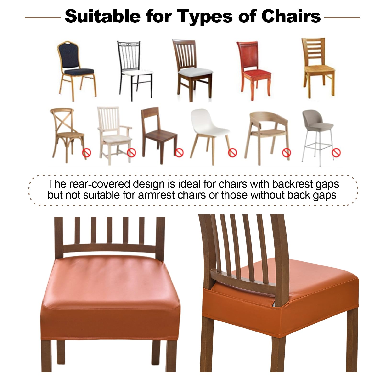 XGANGM Scandinave Housse De Chaises Salle à Manger 2/4 Pieces Extensible Dossier Couverture De Chaise Bureau Restaurant Moderne Triangle Couvre Chaise Salle Manger Cuisine,Brown B,4PCS