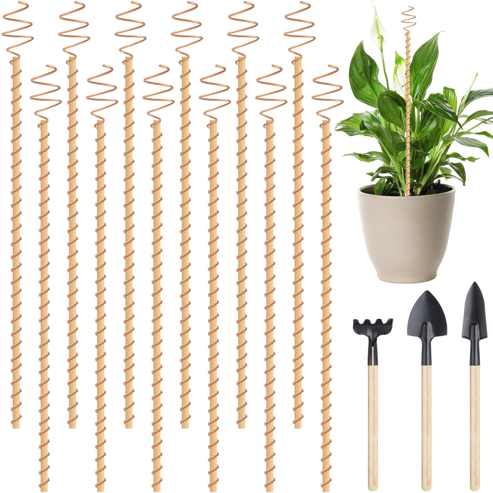 Tandefio12 Pcs Electroculture Copper Gardening Antenna Long Copper Garden Stake Electroculture Plant Stake Garden Tool Coil Electronic Planting for Growing Garden Vegetable High Yield Plant