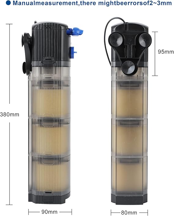 Forever Speed Aquarium Inner Filter Adjustable 3 in 1 Aquarium Filter Fish Tank Filter 1500L/H, Suitable for Aquarium 100-300L 25W