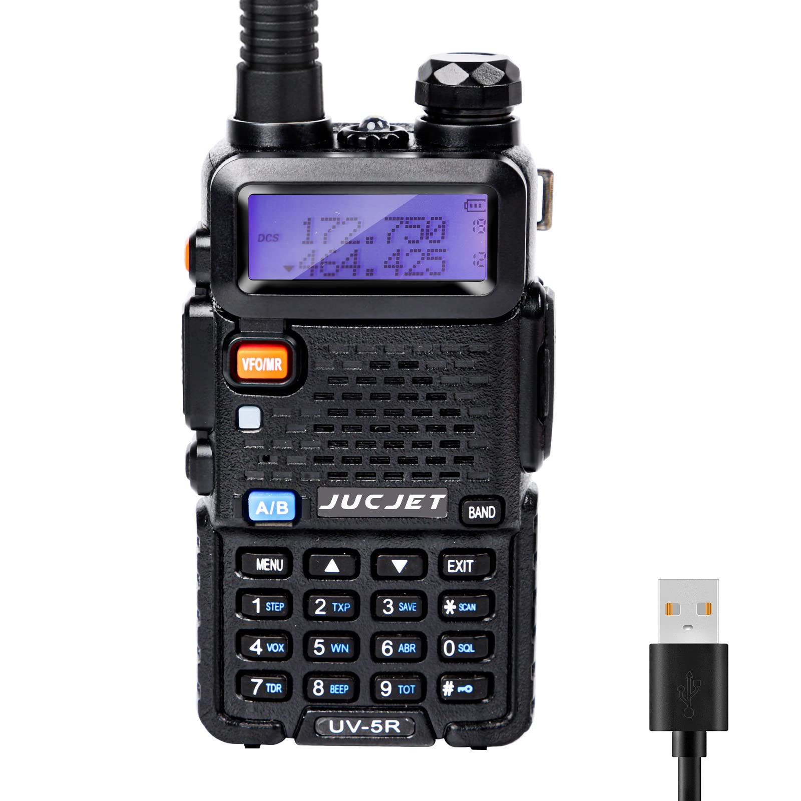 5R M Amateurfunk-Handgerät, verbessertes Funkgerät der 5R-Serie, kompatibel mit Einstellungen der UV-5R-Serie, 128 Kanäle, 5W/1W Leistung, VOX, LED-Taschenlampe, USB-Ladestation, 1er-Pack