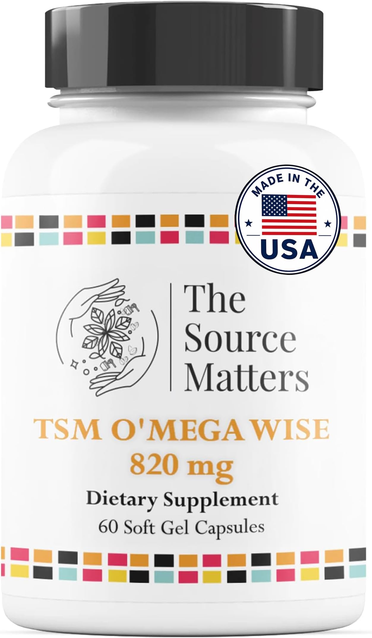 The Source Matters O'MEGA Wise High Concentration Omega-3 Fish Oil 820mg with EPA, DHA, DPA for Cardiovascular, Brain, Joint and Eye Health (60 Tablets