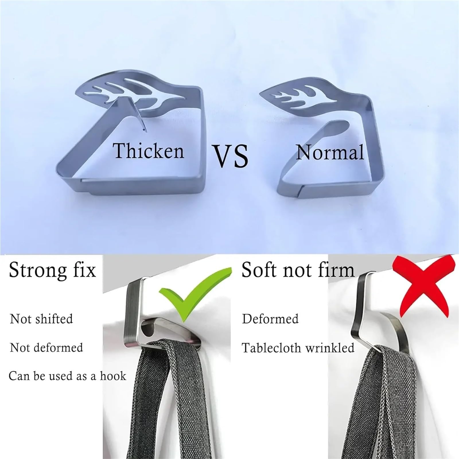 Ferma Tovaglia da Tavola Clip for tovaglia Morsetti in Acciaio Inossidabile Supporto da Tavolo for la Decorazione della Copertura for Picnic sul lungomare di Feste(Style 02-160PCS)
