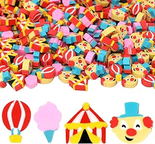 Carnival Mini Erasers for Kids Bulk Circus Party Carnival Party Favors Carnival Birthday 300 Fun Erasers, Theme Decorations, Goodie Bag Filler, Classroom Prize Rewards, Carnival Gift - Cute Erasers