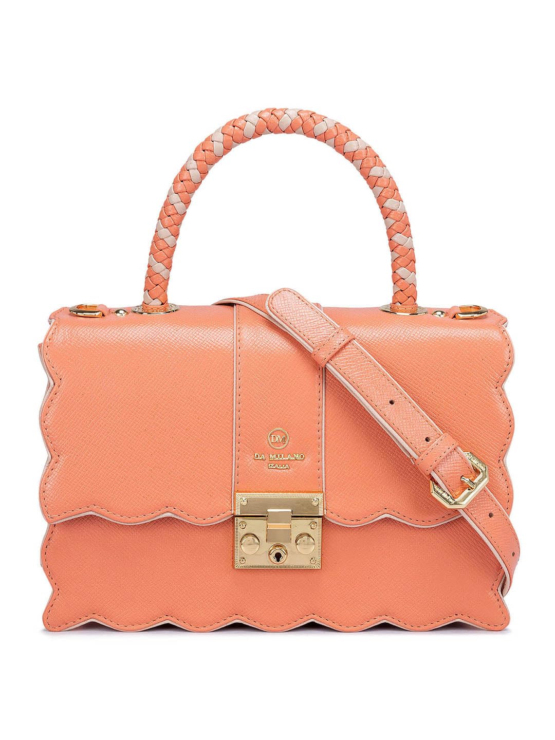 Da Milano Genuine Leather Orange Satchel Bag (00971) (Medium) (B0CB49K67S) Amazon Price History, Amazon Price Tracker