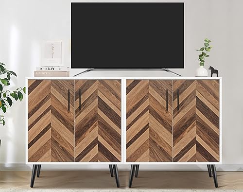 Miniatura 7 de Likein Armario de almacenamiento moderno con 2 puertas, armario de acento blanco con almacenamiento, aparador de madera independiente con estantes