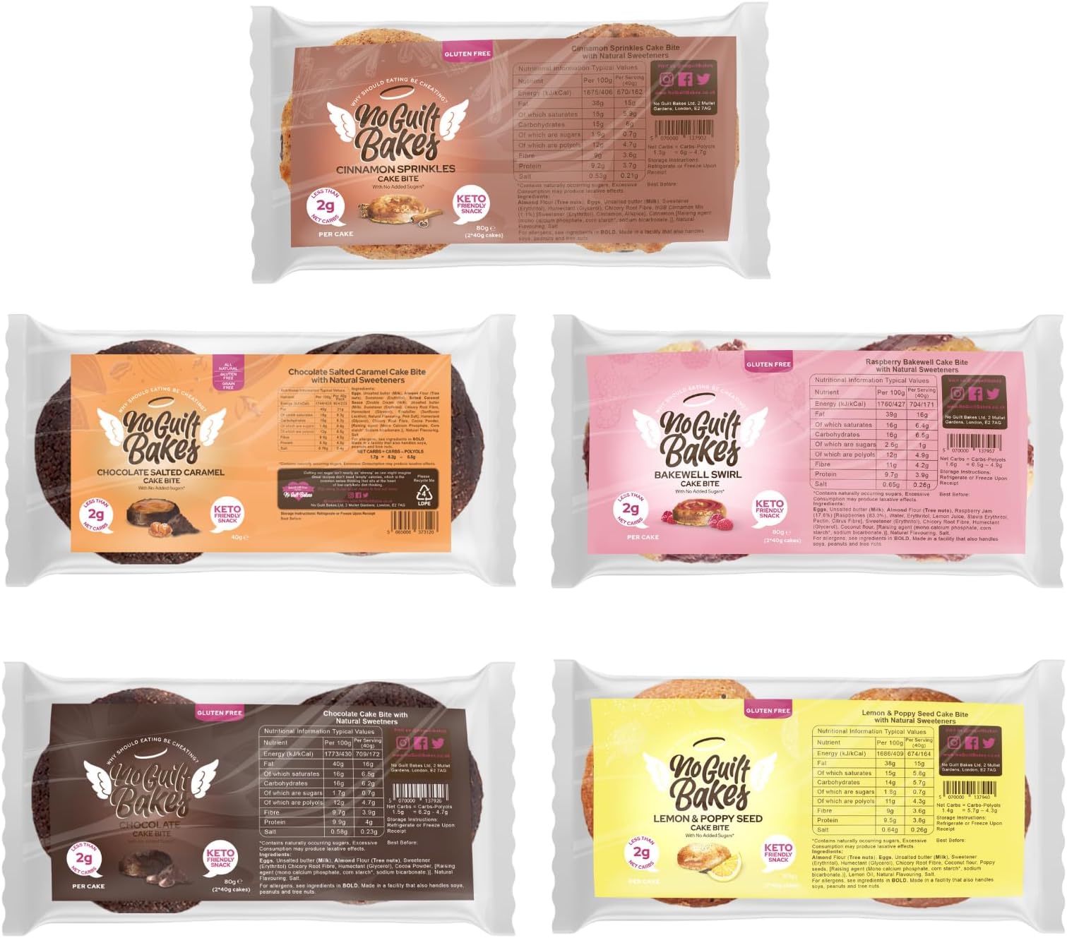Keto Cake Bites (Variety, 10 Cakes) - Gluten Free & No Sugar Added, Healthy Diabetic, Dessert, Keto Diet Snack - Packaging May Vary