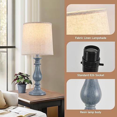 Miniatura 6 de Juego de 2 lámparas de mesa rústicas vintage de granja, lámpara de lectura para mesita de noche, mesita de noche, lámpara de tetera, lámpara de