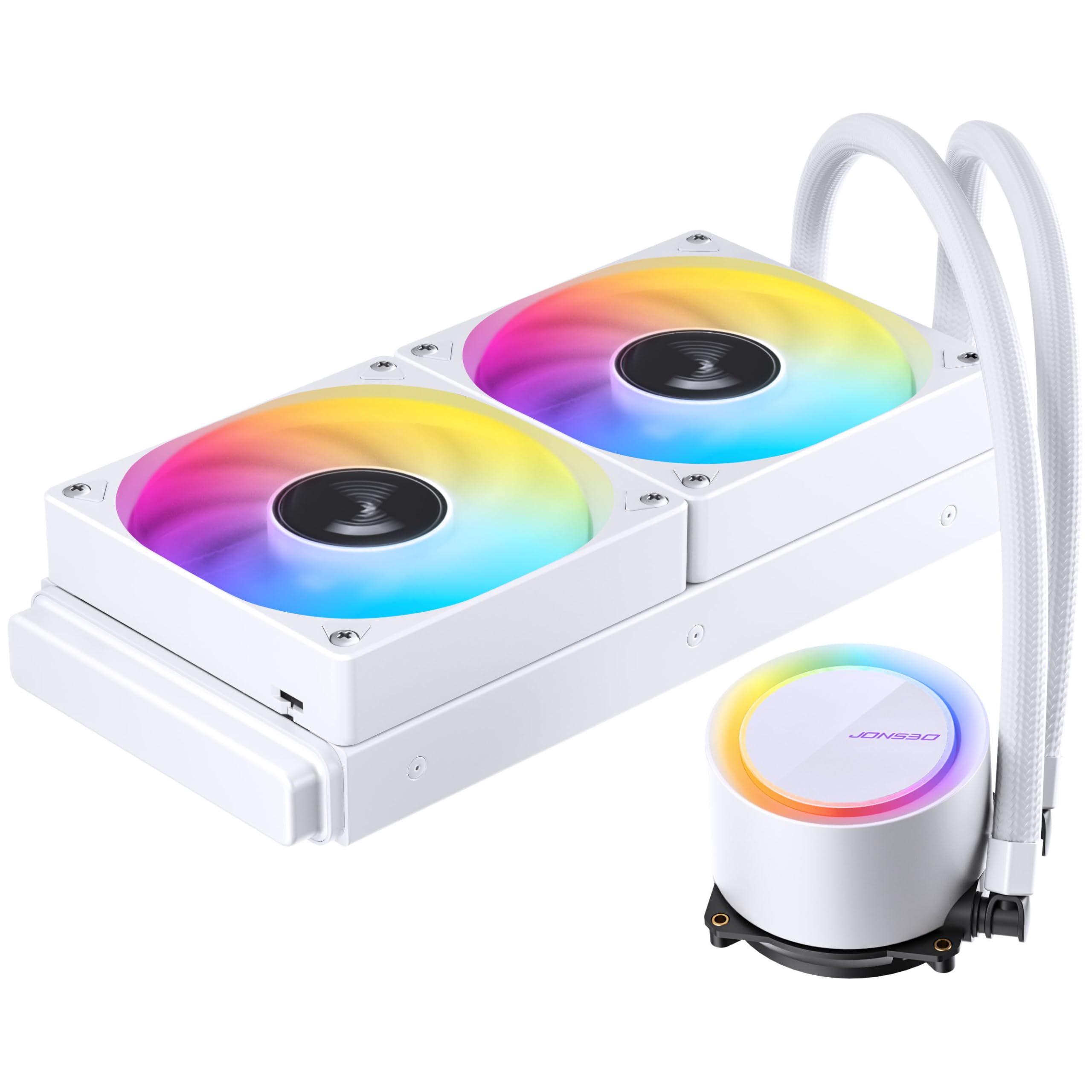 Jonsbo TG-240 AiO chłodzenie wodne – białe, 240 mm CPU chłodnica wody z ARGB, aluminiowym radiatorem i 2 wentylatorami PWM 120 mm