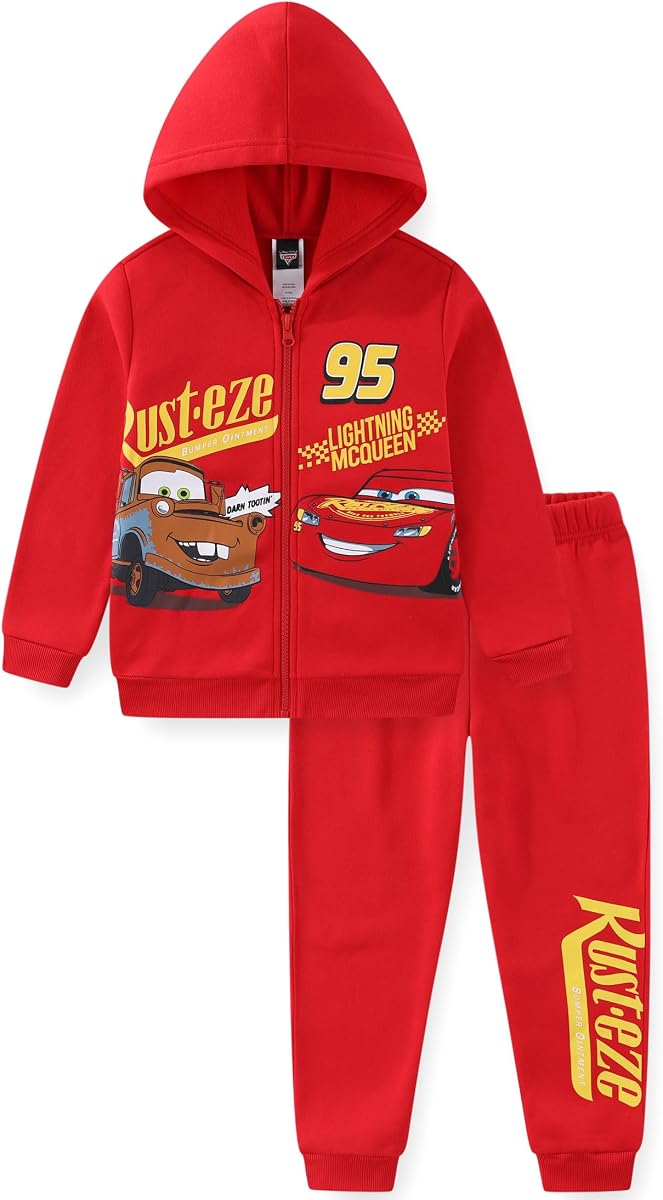 Disney Cars McQueen Mater - Conjunto de sudadera con capucha y pantalones para niños pequeños y grandes
