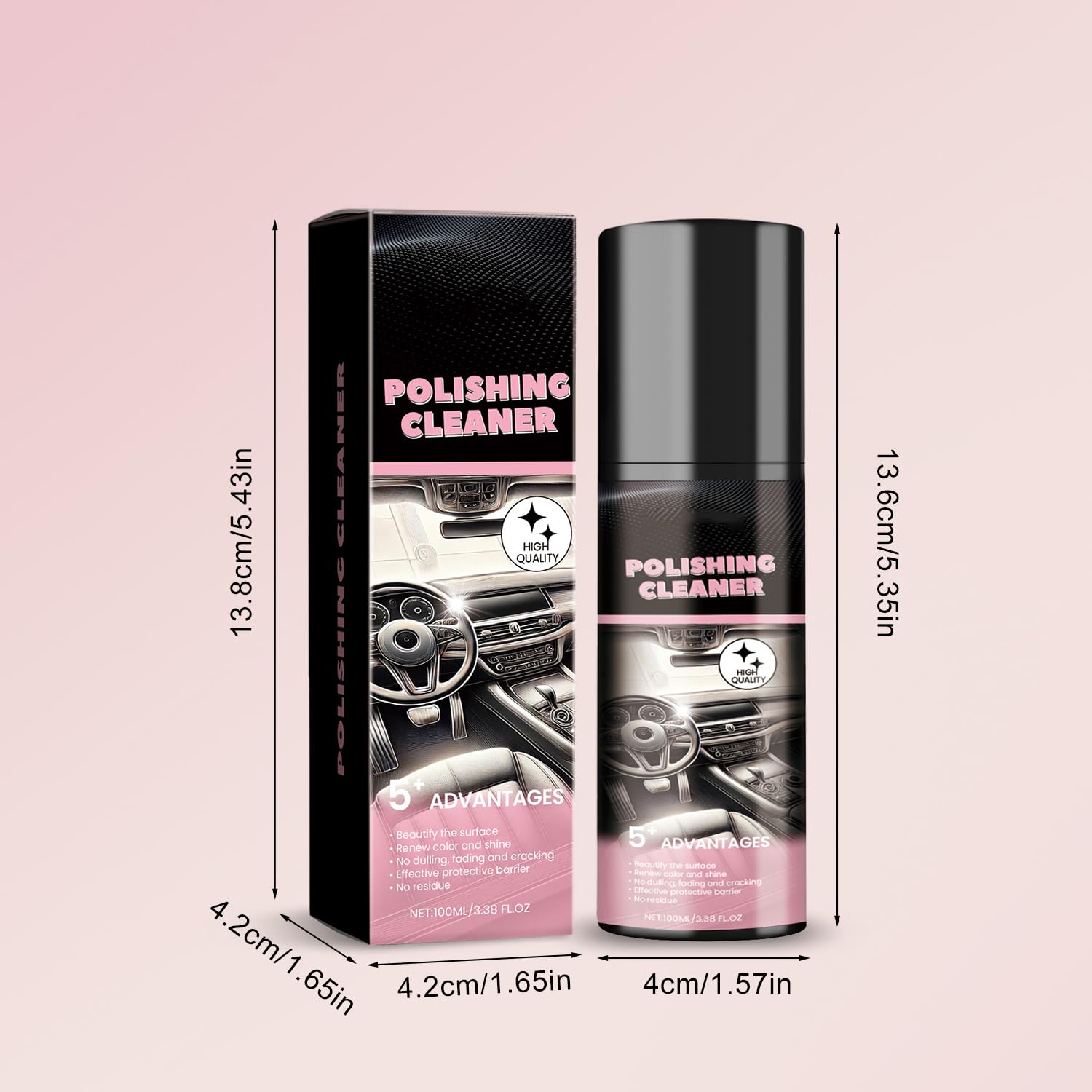 Car Interior Detail Polishing Cleaner, Multi-Purpose Car Cleaner 100ml (2PCS) - Compatible with Plastic, Leather, Fabric, Metal - Image 7