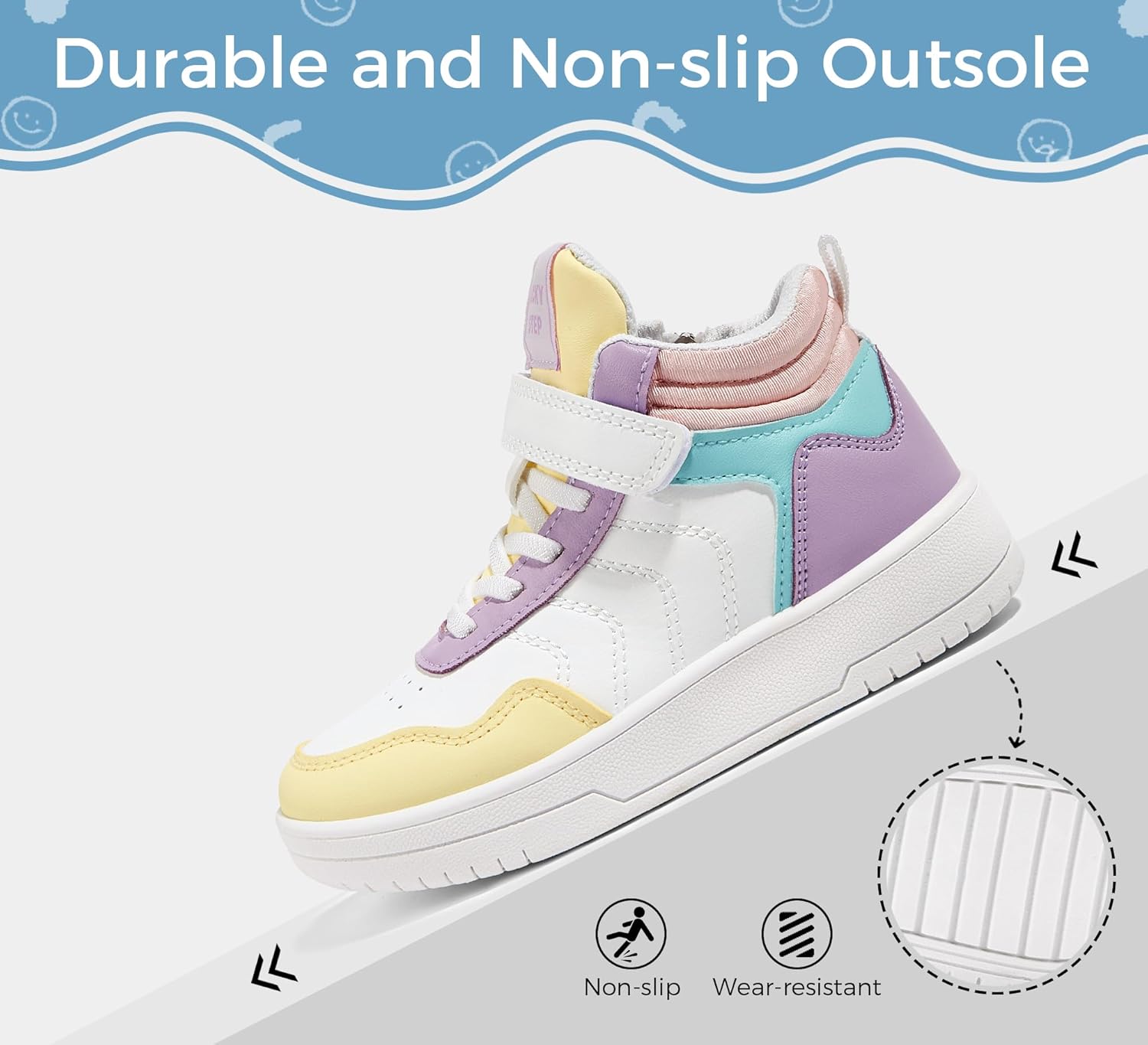 LUCKY STEP Kids High Top Sneakers Fashion Basketball Tennis Shoes Skyhigh Running Sports Ankle Boots Hook and Loop Casual Walking Shoe for Boys Girls - Image 7