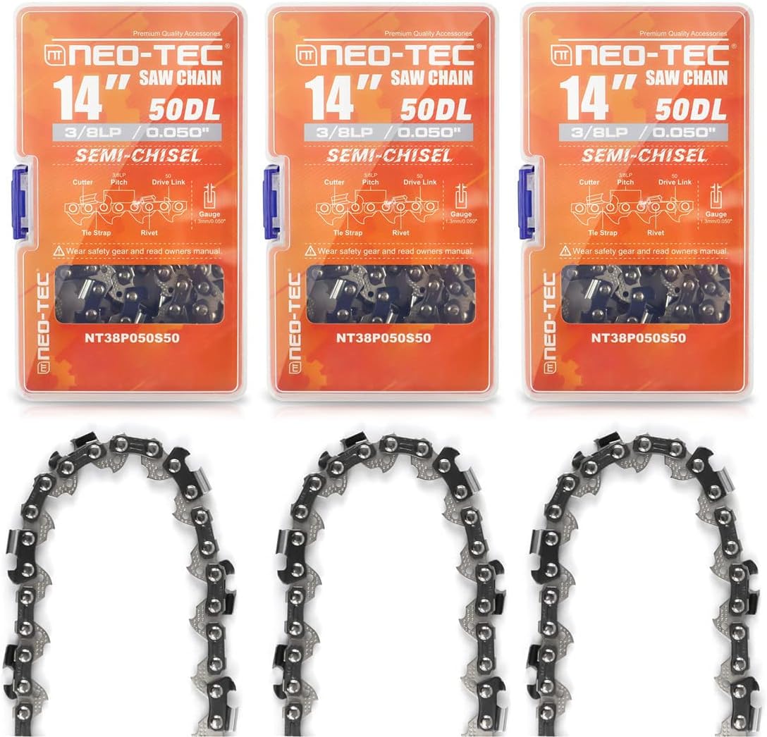 NEOTEC 3 Packs14 Inch Chainsaw Chain Semi Chisel 3/8LP
