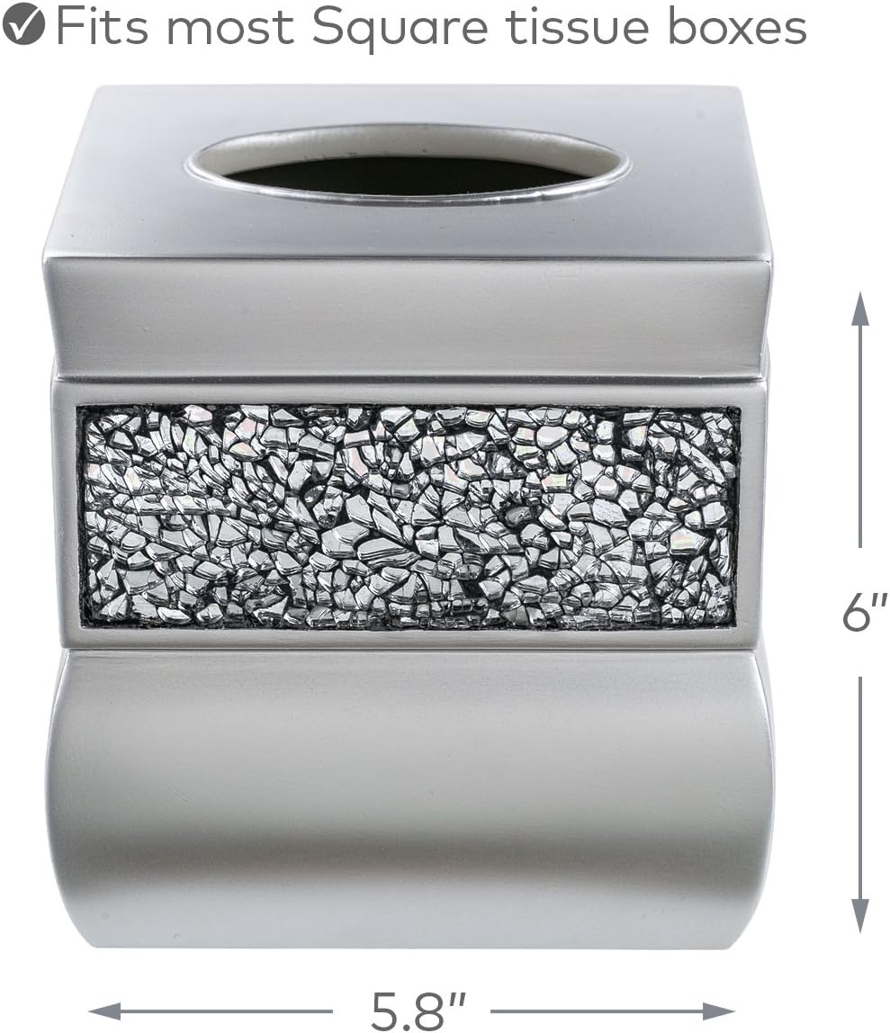 Craled Glass Sier Tissue Box Cover Square - Decorative