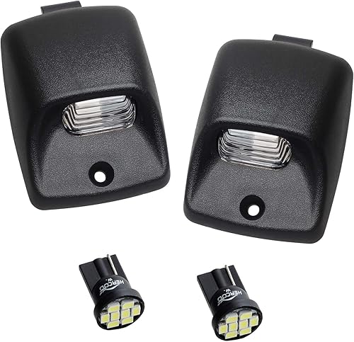 HERCOO Lámpara para Placa de Vehículo LED Lente Blanca Focos Negros Compatible con Camioneta 2005-2015 Tacoma 2002-2013 Tundra, Carcasa Trasera para