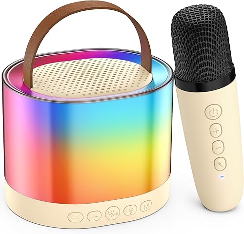 JYX Máquina de karaoke para niños y adultos, altavoz Bluetooth portátil con micrófono inalámbrico, compatible con entrada TFAUXvoz mágica divertida,