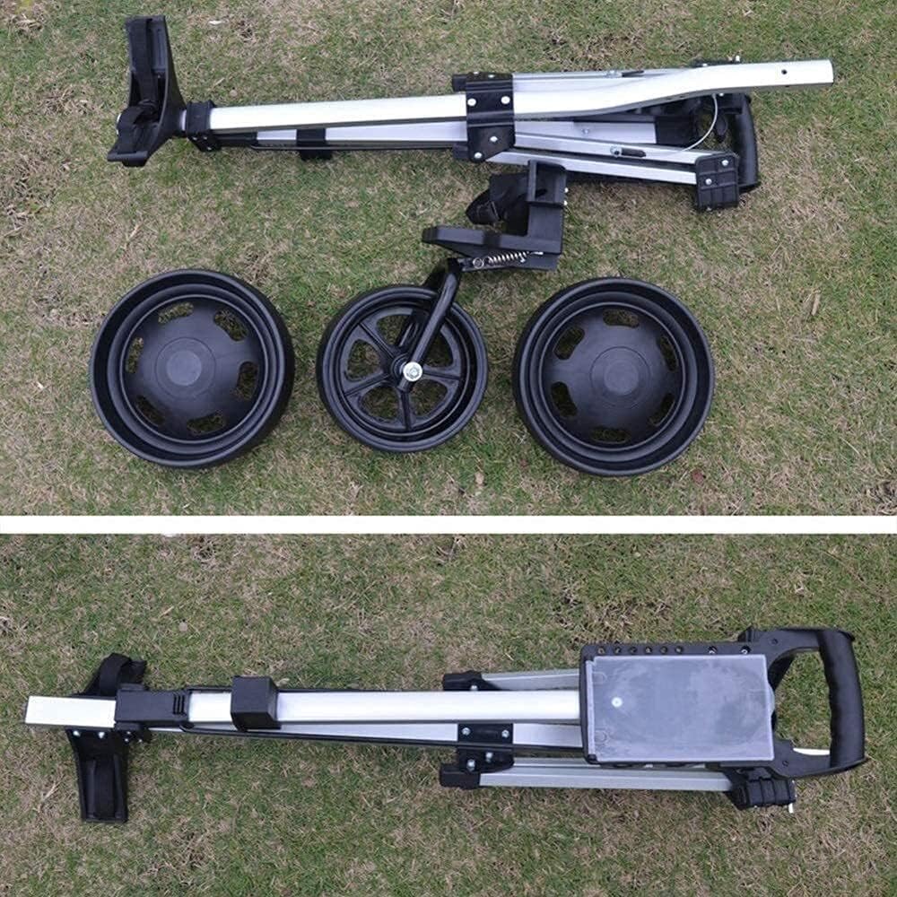 Detached wheels and folded cart frame