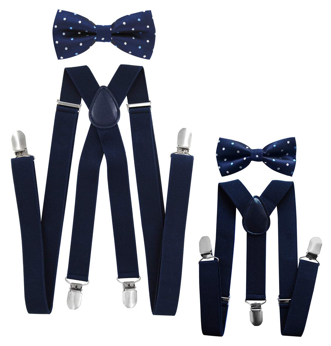axy - Look coordinato padre-figlio, bretelle con papillon set per uomo, donna, bambini.