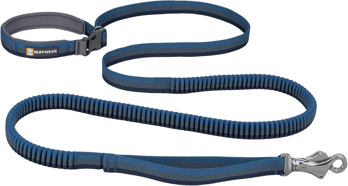 Ruffwear, Roamer Bungee Dog Leash, Orion Blue, 7.3'-11' | Swiveling Talon Clip, Padded Handle, Hands‑Free or Waist‑Worn Option, Shock-Absorbing Stretch, for Running, Biking or Hiking