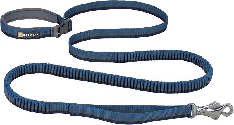 Ruffwear, Roamer Bungee Dog Leash, Orion Blue, 7.3'-11' | Swiveling Talon Clip, Padded Handle, Hands‑Free or Waist‑Worn Option, Shock-Absorbing Stretch, for Running, Biking or Hiking
