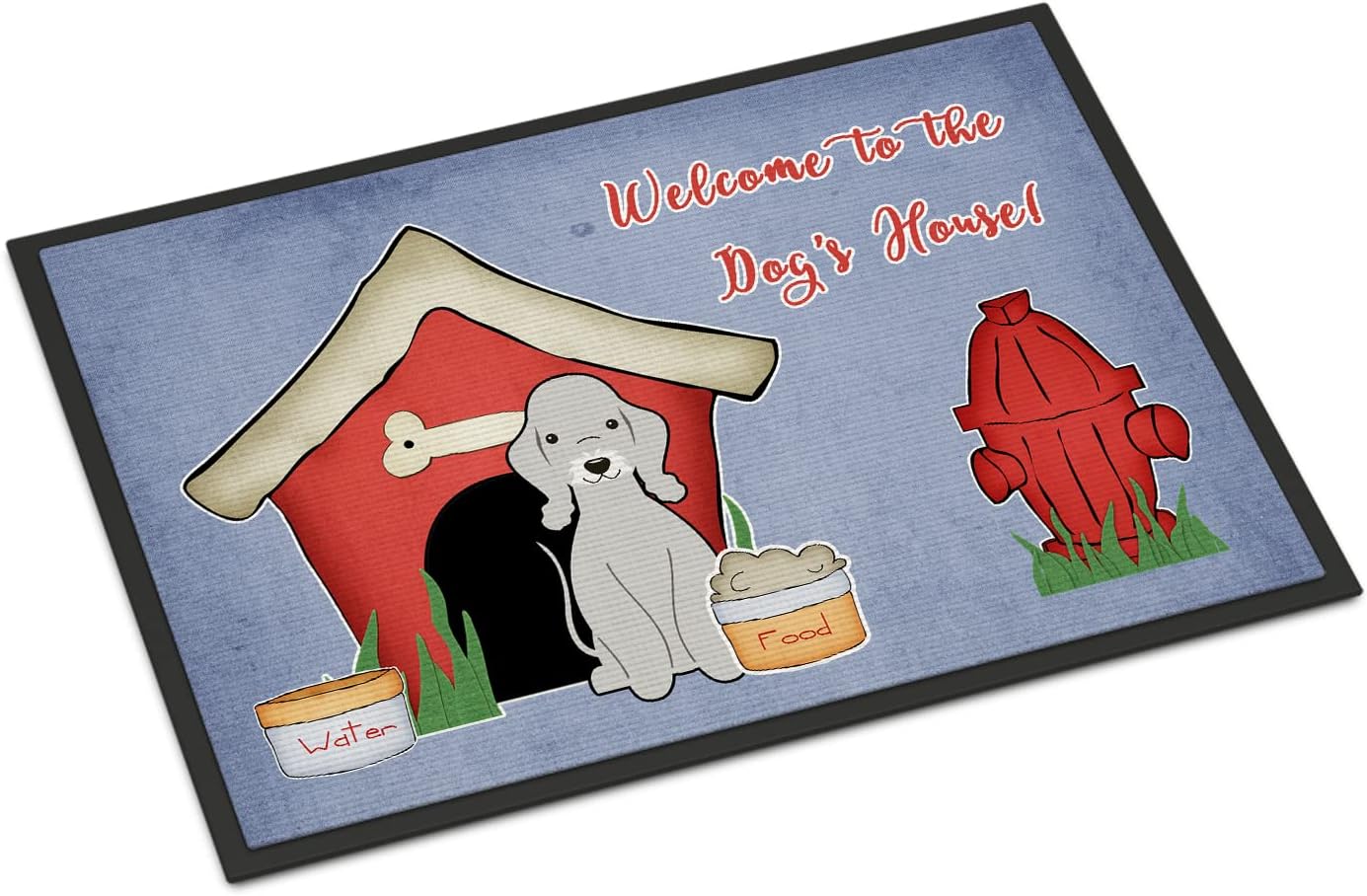 Caroline's Treasures BB2844JMAT Dog House Collection Bedlington Terrier Blue Doormat 24x36 Front Door Mat Indoor Outdoor Rugs for Entryway, Non Slip Washable Low Pile, 24H X 36W
