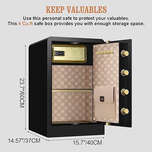 Miniatura 8 de Caja fuerte para el hogar extragrande de 4.0 pies cúbicos, resistente al agua y al fuego, para uso doméstico, caja fuerte digital a prueba de fuego