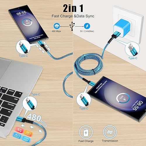 Miniatura 7 de Cable de carga USB C de 6 pies3 unidades para iPhone 1515 Pro15 Pro Max15 Plus, cable USB tipo C de 3.1A cable de carga rápida para Samsung Galaxy